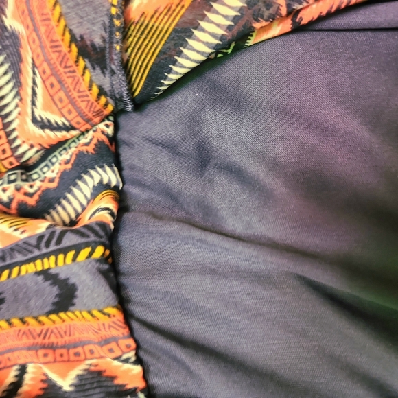 No Boundaries Strapless Hi-Low Boho Dress XL Blue Pink Geometric Knit Midi Dress - Picture 9 of 10